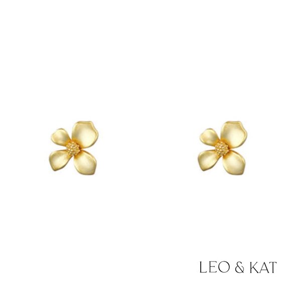 Flower Stud Earrings in Gold and Silver. 925 Sterling Silver. #1064 - Picture 8 of 8